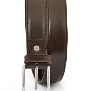 Brown Plain  Leather Belt - 11