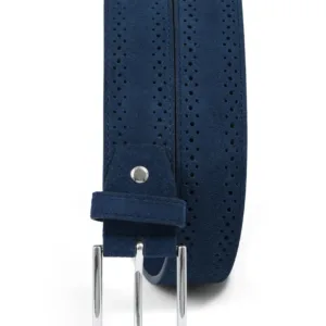 Navy Dotted Leather Belt - 09